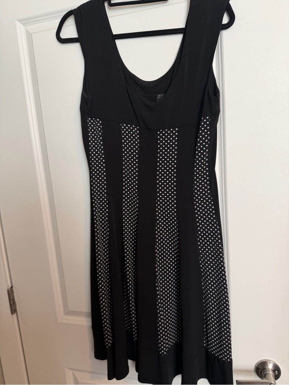 connected apparel Black and White Polka Dot Panel Midi Dress